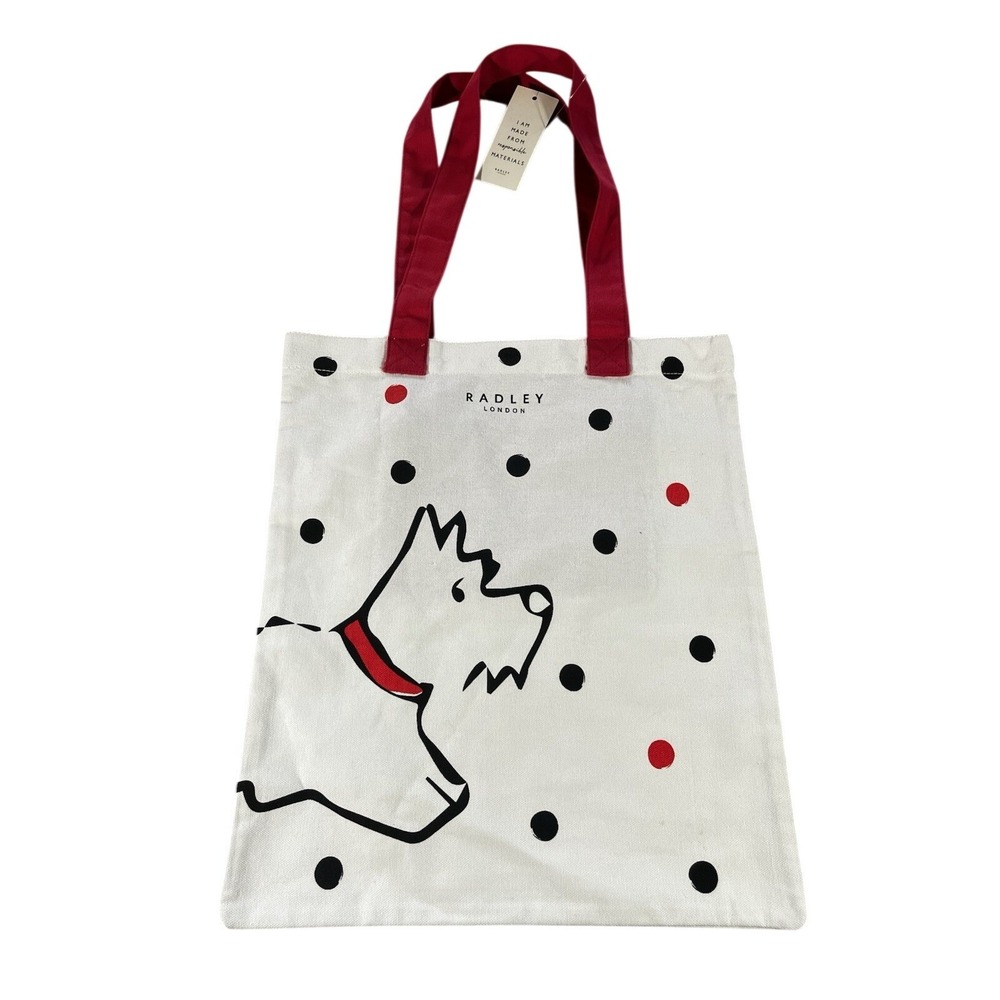 RADLEY London Radley Evergreen Medium Coated Cotton Tote In White, Red & Black